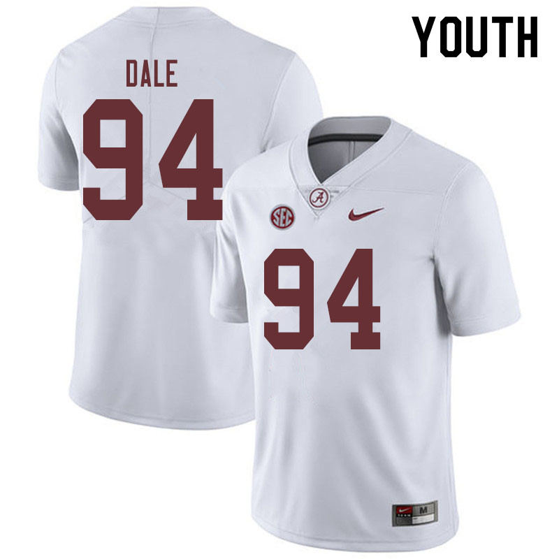 Alabama Crimson Tide Youth DJ Dale #94 White NCAA Nike Authentic Stitched 2019 College Football Jersey DJ16S77DS